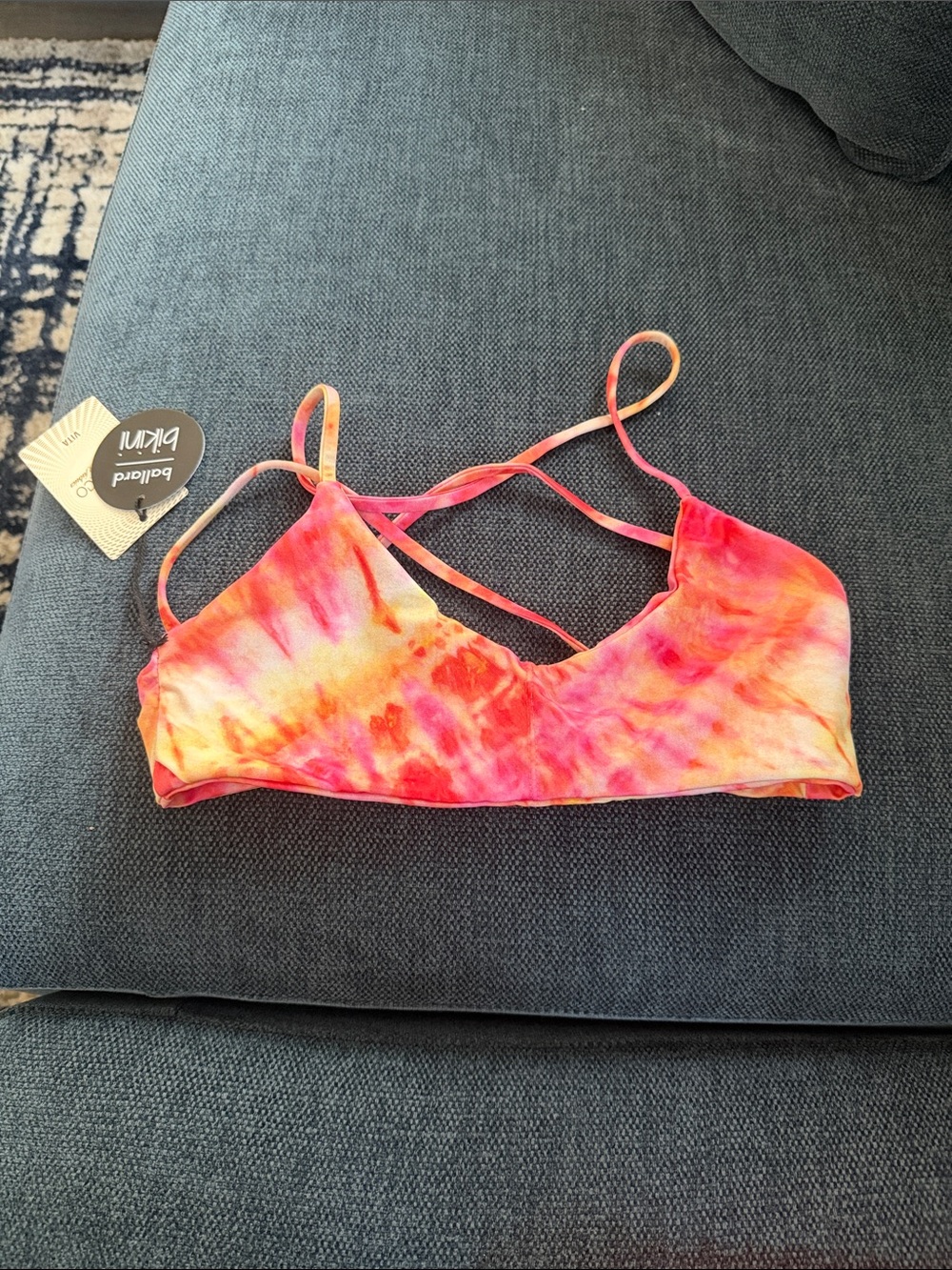 Tie-Dye Strappy  Bikini Top - Pink & Orange